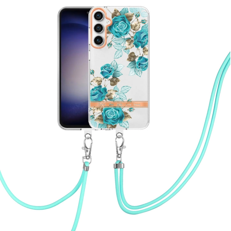 For Samsung Galaxy S23 FE 5G Flowers and Plants Series IMD TPU Phone Case with Lanyard