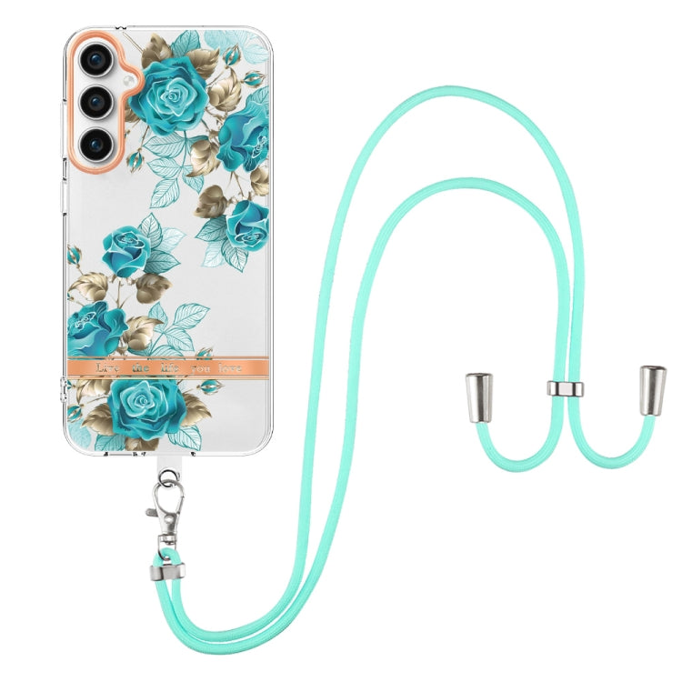 For Samsung Galaxy S23 FE 5G Flowers and Plants Series IMD TPU Phone Case with Lanyard