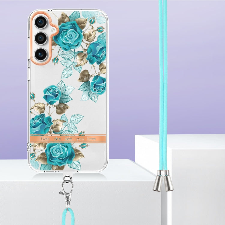 For Samsung Galaxy S23 FE 5G Flowers and Plants Series IMD TPU Phone Case with Lanyard