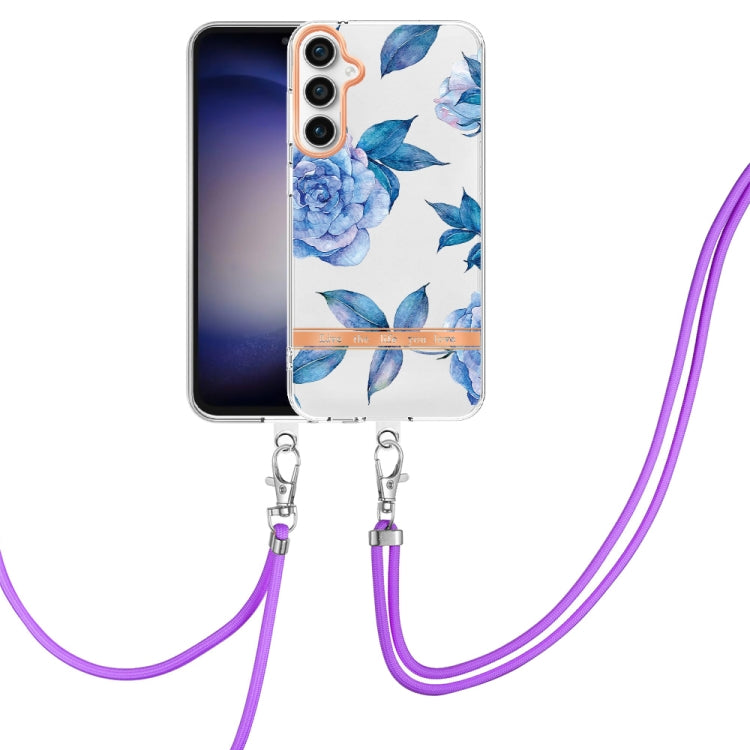For Samsung Galaxy S23 FE 5G Flowers and Plants Series IMD TPU Phone Case with Lanyard