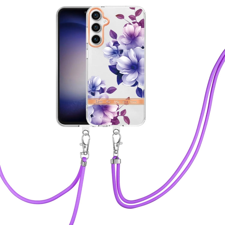 For Samsung Galaxy S23 FE 5G Flowers and Plants Series IMD TPU Phone Case with Lanyard