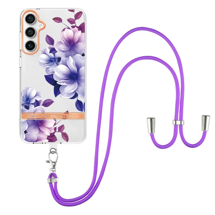 For Samsung Galaxy S23 FE 5G Flowers and Plants Series IMD TPU Phone Case with Lanyard