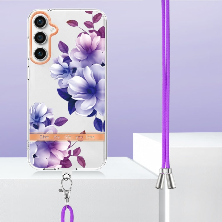 For Samsung Galaxy S23 FE 5G Flowers and Plants Series IMD TPU Phone Case with Lanyard