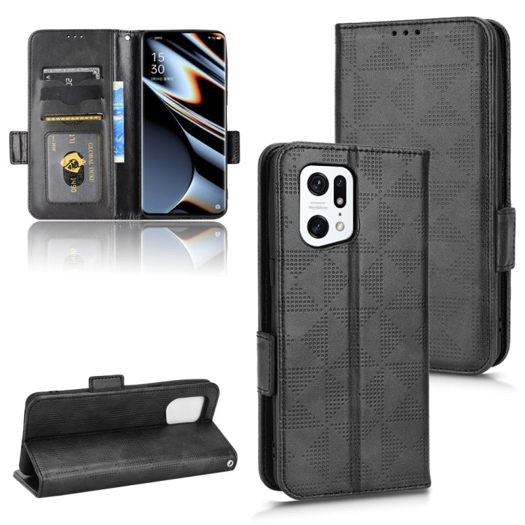 For OPPO Find X5 Pro Symmetrical Triangle Leather Phone Case