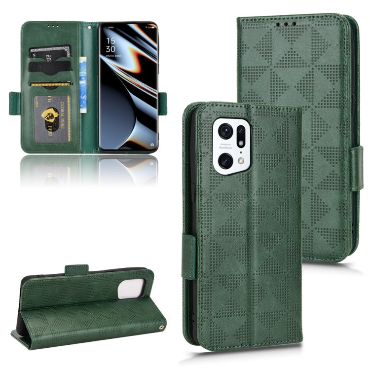 For OPPO Find X5 Pro Symmetrical Triangle Leather Phone Case
