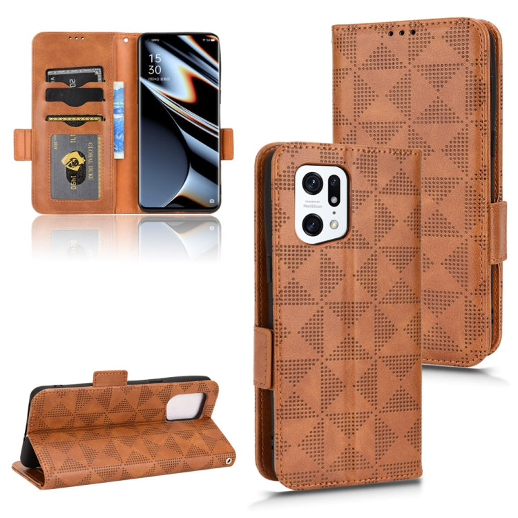 For OPPO Find X5 Pro Symmetrical Triangle Leather Phone Case