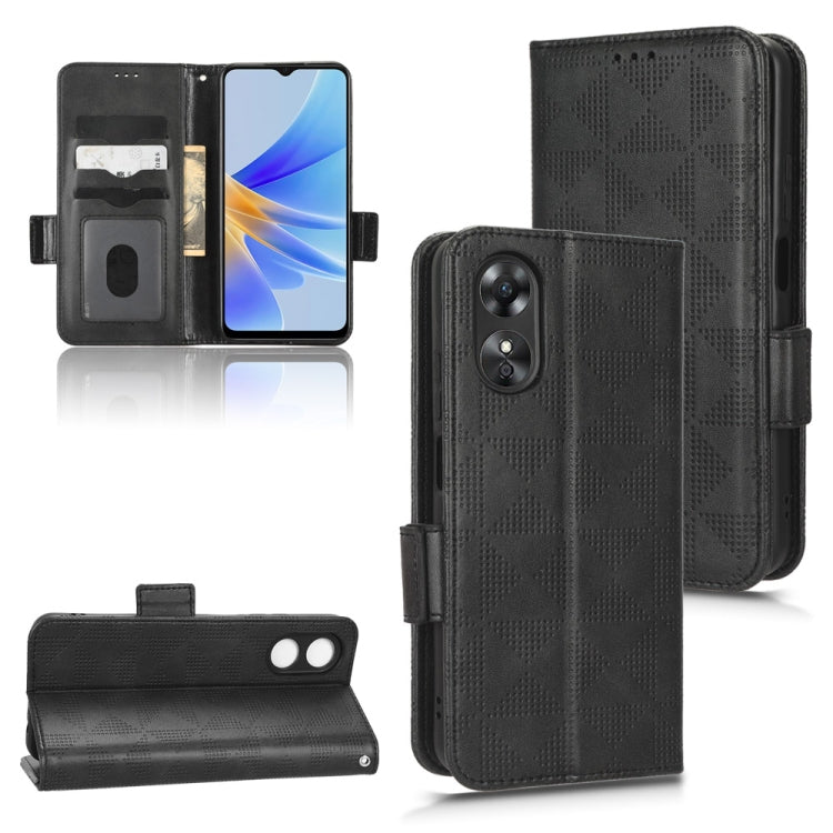 For OPPO A17 Symmetrical Triangle Leather Phone Case