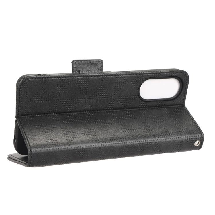 For OPPO A58 5G Symmetrical Triangle Leather Phone Case