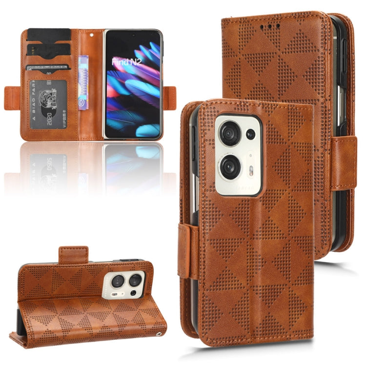 For OPPO Find N2 Symmetrical Triangle Leather Phone Case