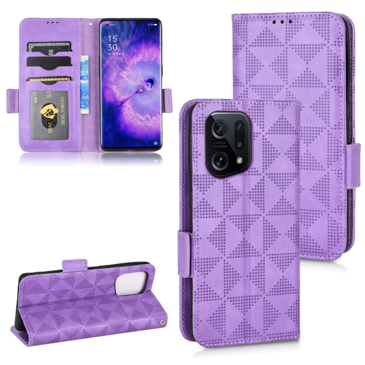 For OPPO Find X5 Symmetrical Triangle Leather Phone Case