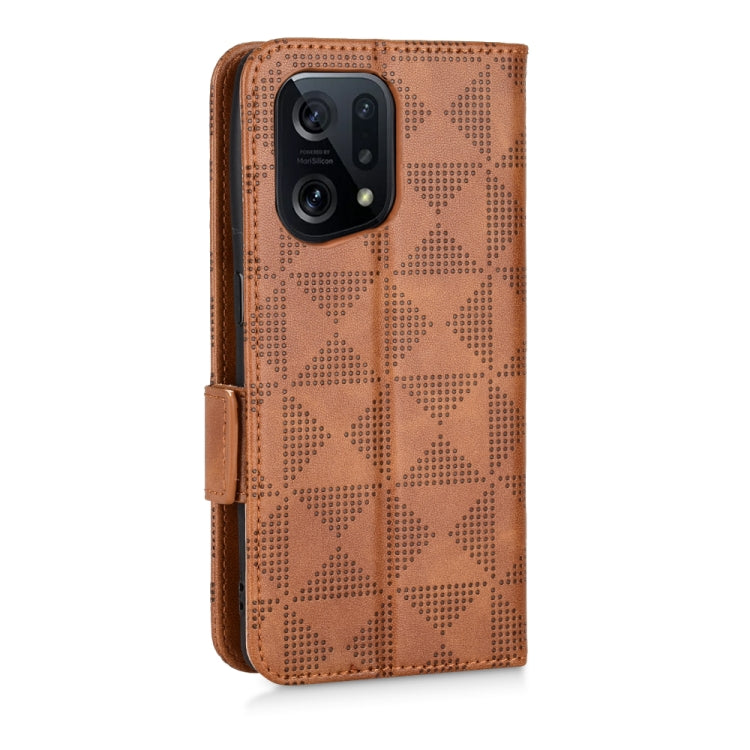 For OPPO Find X5 Symmetrical Triangle Leather Phone Case
