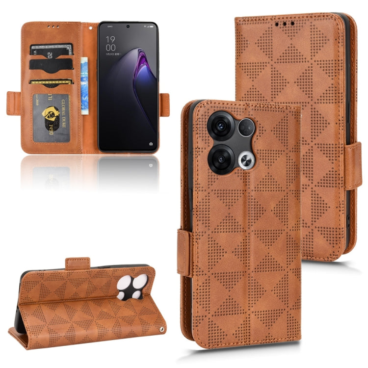For OPPO Reno8 Pro Symmetrical Triangle Leather Phone Case