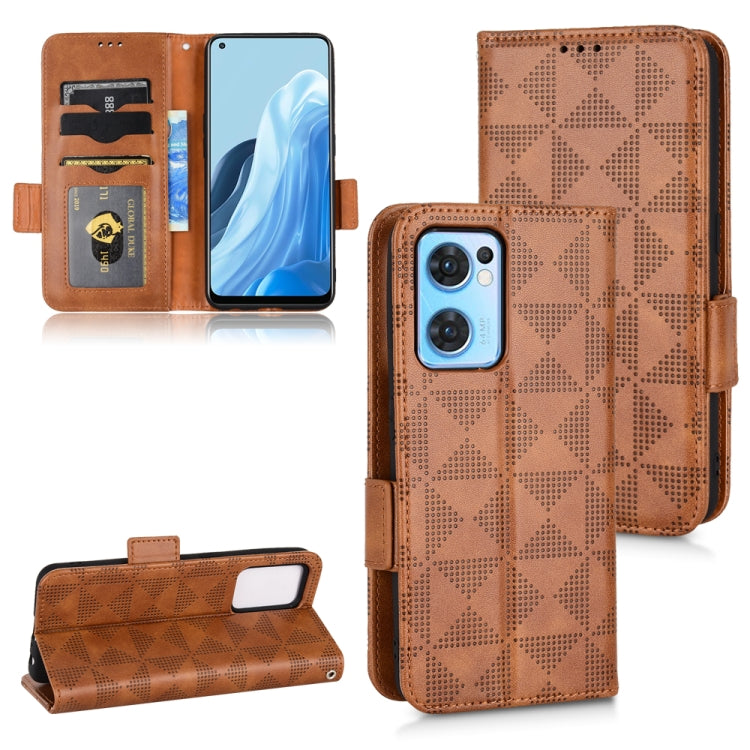 For OPPO Reno7 5G / Find X5 Lite Symmetrical Triangle Leather Phone Case