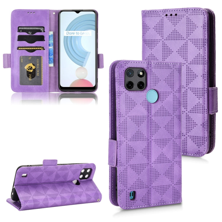 For Realme C21Y / C25Y Symmetrical Triangle Leather Phone Case