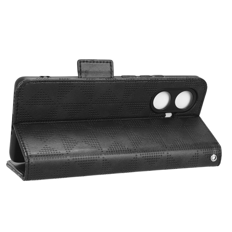 For Realme 10 Pro+ Symmetrical Triangle Leather Phone Case