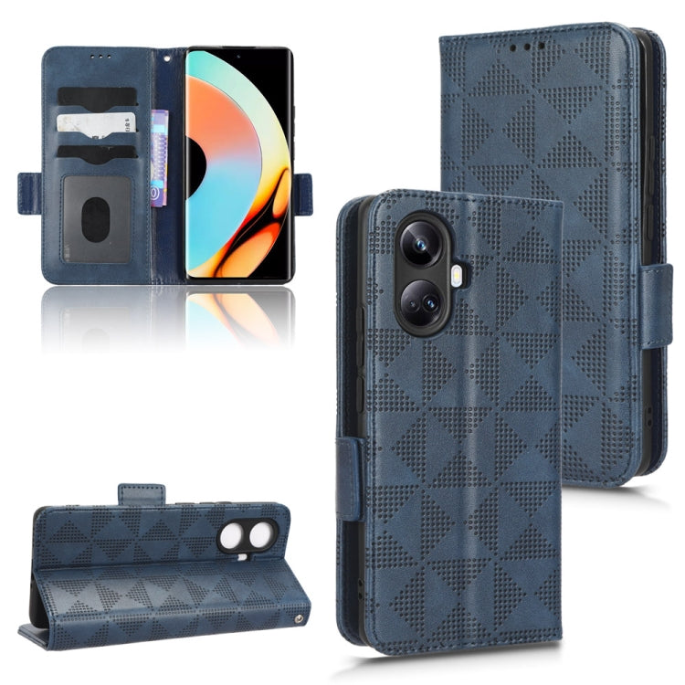 For Realme 10 Pro+ Symmetrical Triangle Leather Phone Case