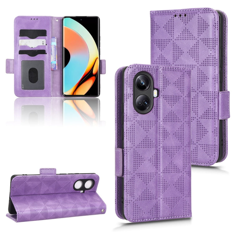 For Realme 10 Pro+ Symmetrical Triangle Leather Phone Case