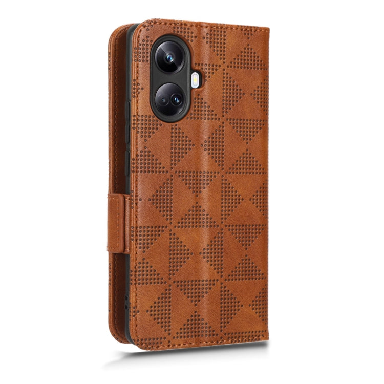 For Realme 10 Pro+ Symmetrical Triangle Leather Phone Case