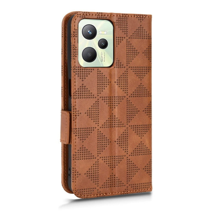 For Realme C35 Symmetrical Triangle Leather Phone Case