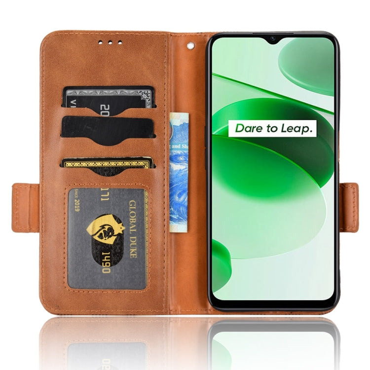 For Realme C35 Symmetrical Triangle Leather Phone Case