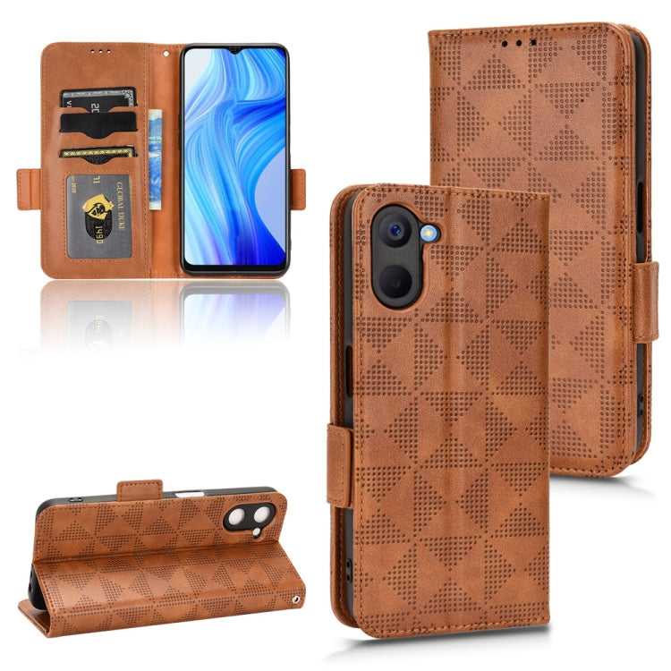 For Realme V20 Symmetrical Triangle Leather Phone Case