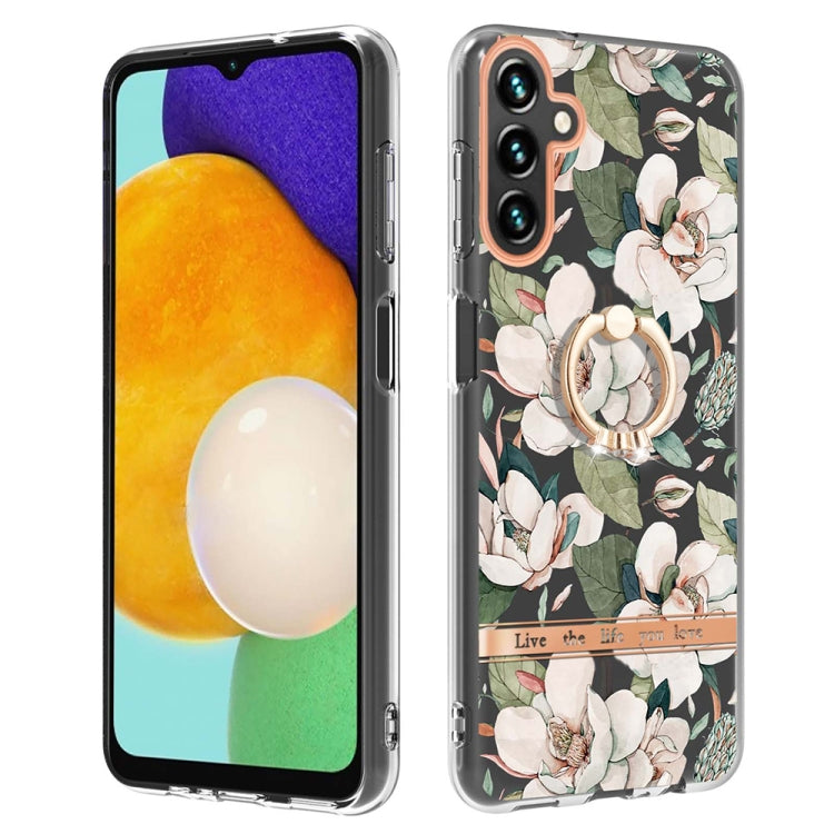 For Samsung Galaxy A54 5G Flowers and Plants Series IMD TPU Phone Case with Ring Holder