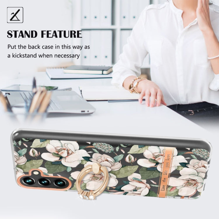For Samsung Galaxy A54 5G Flowers and Plants Series IMD TPU Phone Case with Ring Holder