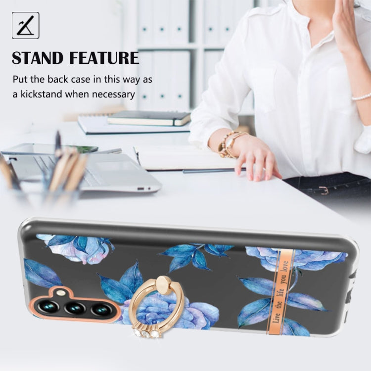For Samsung Galaxy A54 5G Flowers and Plants Series IMD TPU Phone Case with Ring Holder