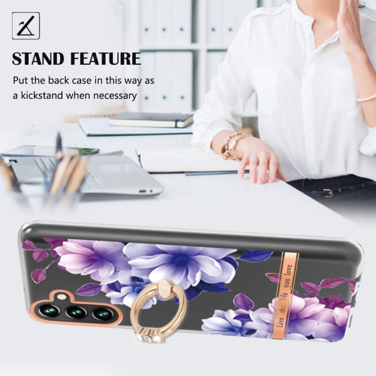 For Samsung Galaxy A54 5G Flowers and Plants Series IMD TPU Phone Case with Ring Holder