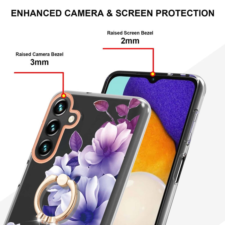 For Samsung Galaxy A54 5G Flowers and Plants Series IMD TPU Phone Case with Ring Holder