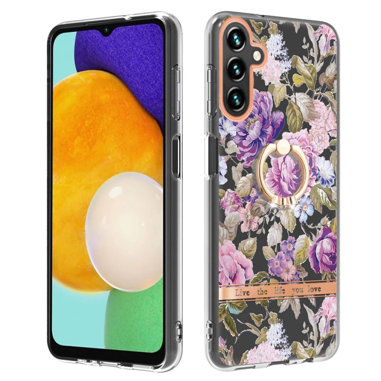For Samsung Galaxy A54 5G Flowers and Plants Series IMD TPU Phone Case with Ring Holder