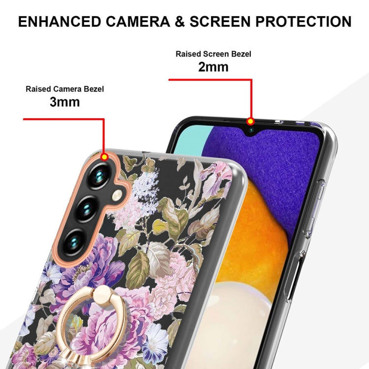For Samsung Galaxy A54 5G Flowers and Plants Series IMD TPU Phone Case with Ring Holder
