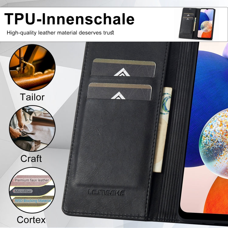 For Samsung Galaxy A14 4G/5G LC.IMEEKE RFID Anti-theft Leather Phone Case