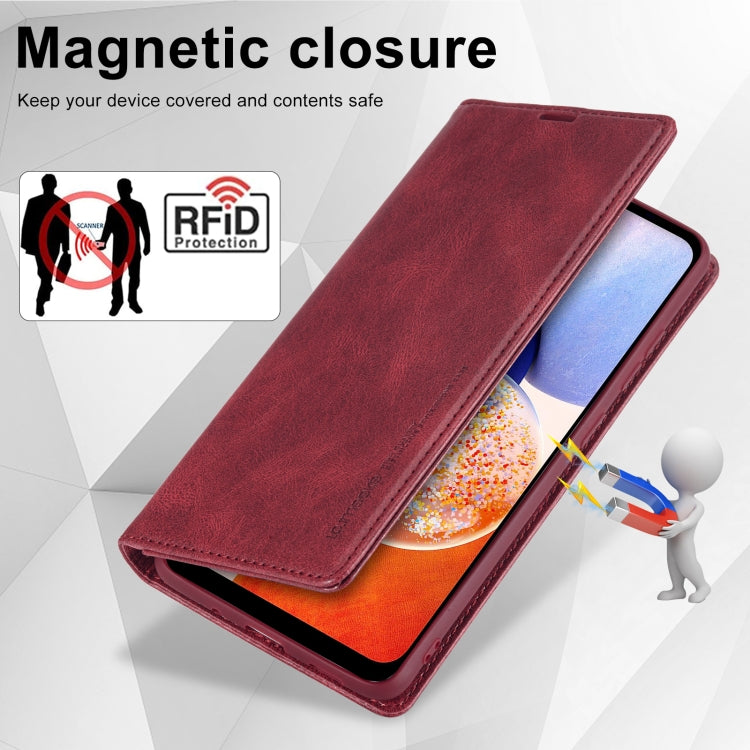For Samsung Galaxy A14 4G/5G LC.IMEEKE RFID Anti-theft Leather Phone Case