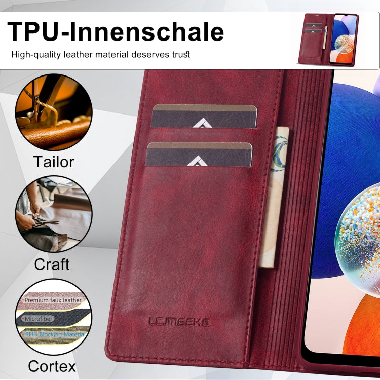 For Samsung Galaxy A14 4G/5G LC.IMEEKE RFID Anti-theft Leather Phone Case