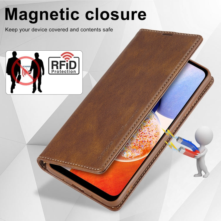 For Samsung Galaxy A14 4G/5G LC.IMEEKE RFID Anti-theft Leather Phone Case