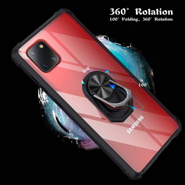 For Galaxy A81 Shockproof Transparent TPU + Acrylic Case with Ring Holder