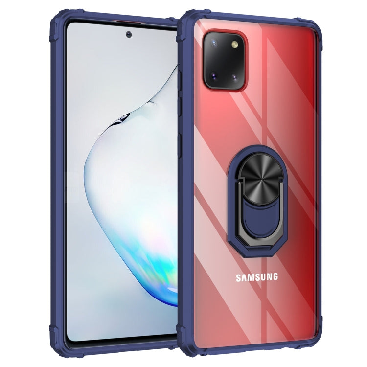 For Galaxy A81 Shockproof Transparent TPU + Acrylic Case with Ring Holder