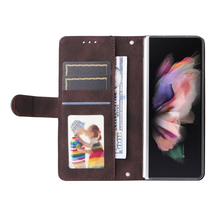 For Samsung Galaxy Z Fold3 5G Skin Feel Life Tree Metal Button Leather Phone Case