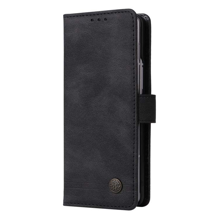 For Samsung Galaxy Z Fold3 5G Skin Feel Life Tree Metal Button Leather Phone Case