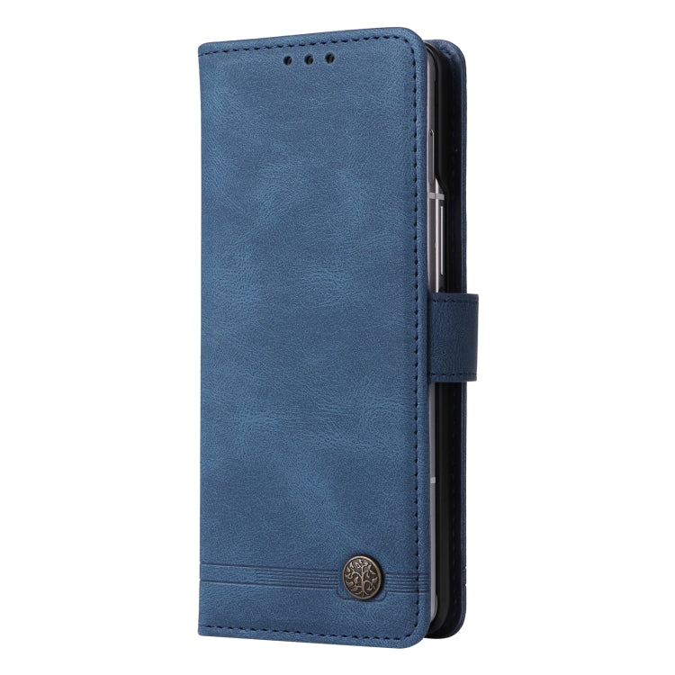 For Samsung Galaxy Z Fold3 5G Skin Feel Life Tree Metal Button Leather Phone Case