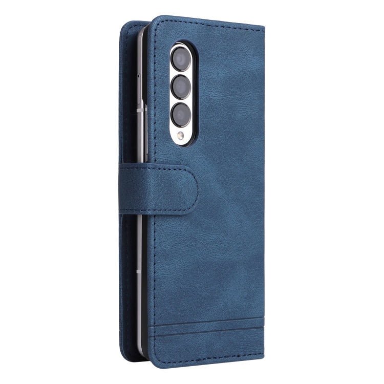 For Samsung Galaxy Z Fold3 5G Skin Feel Life Tree Metal Button Leather Phone Case