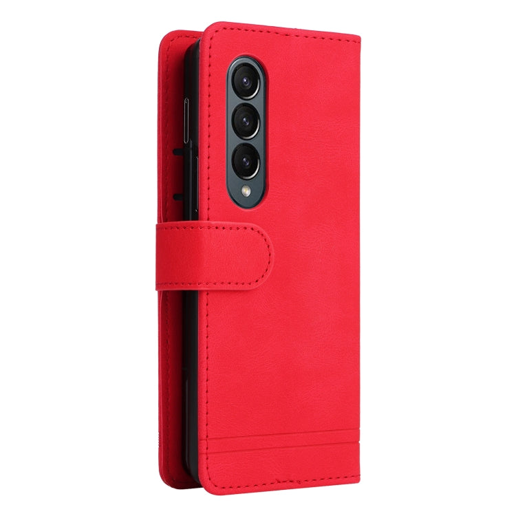 For Samsung Galaxy Z Fold4 5G Skin Feel Life Tree Metal Button Leather Phone Case