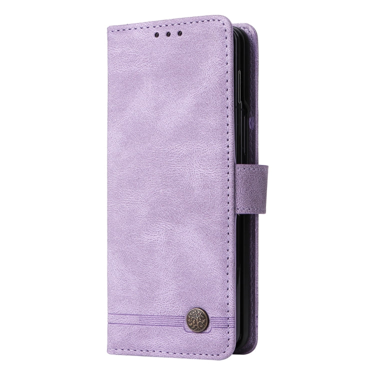 For Samsung Galaxy Z Fold4 5G Skin Feel Life Tree Metal Button Leather Phone Case