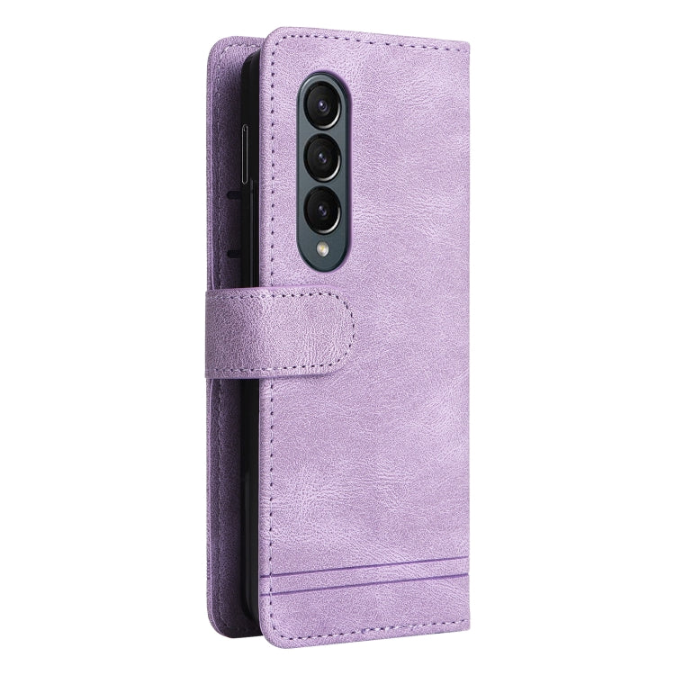 For Samsung Galaxy Z Fold4 5G Skin Feel Life Tree Metal Button Leather Phone Case