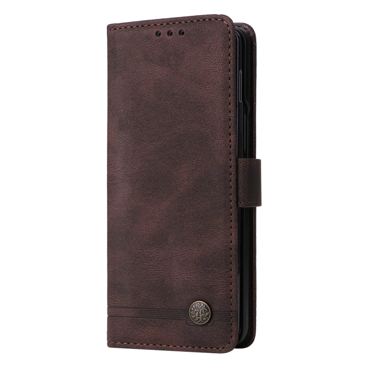 For Samsung Galaxy Z Fold4 5G Skin Feel Life Tree Metal Button Leather Phone Case