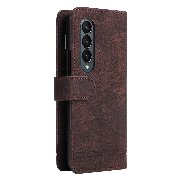 For Samsung Galaxy Z Fold4 5G Skin Feel Life Tree Metal Button Leather Phone Case