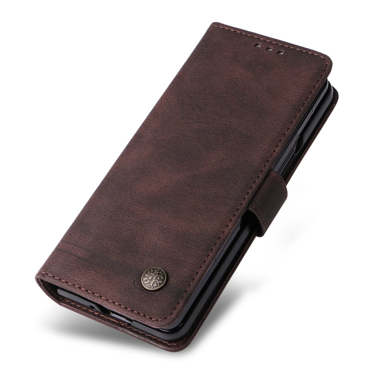 For Samsung Galaxy Z Fold4 5G Skin Feel Life Tree Metal Button Leather Phone Case