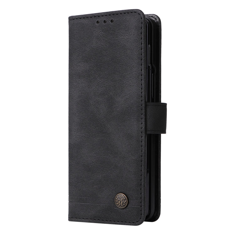 For Samsung Galaxy Z Fold4 5G Skin Feel Life Tree Metal Button Leather Phone Case