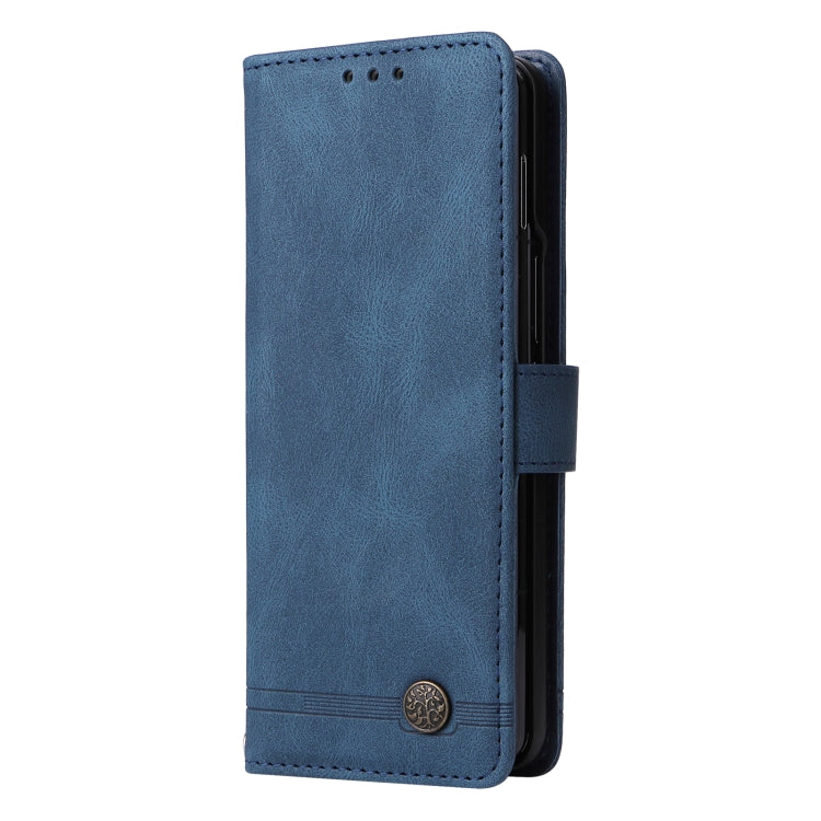 For Samsung Galaxy Z Fold4 5G Skin Feel Life Tree Metal Button Leather Phone Case